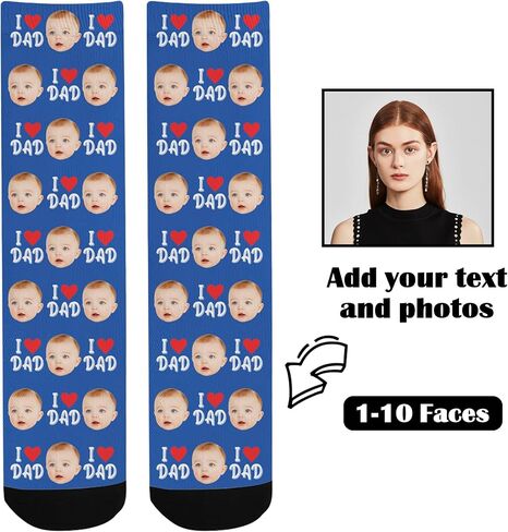 Custom Face Socks with Picture Personalized Photo Crew Funny Socks Gift for Him Her Men Women in Saudi Arabia
