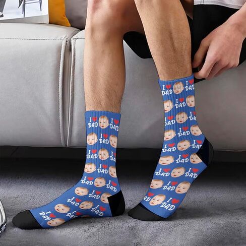 Custom Face Socks with Picture Personalized Photo Crew Funny Socks Gift for Him Her Men Women in Saudi Arabia