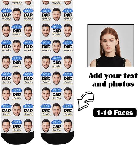 Custom Face Socks with Picture Personalized Photo Crew Funny Socks Gift for Him Her Men Women in Kuwait