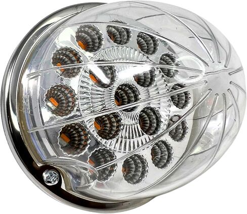 2PCS Dual Revolution White Reading Side Marker to Blue Auxiliary 17 LED Watermelon Lights Clear Lens Stainless Steel Bezel Marker Lights for Freightliner Kenworth Peterbilt Trailer Heavy Trucks IP67 in Saudi Arabia