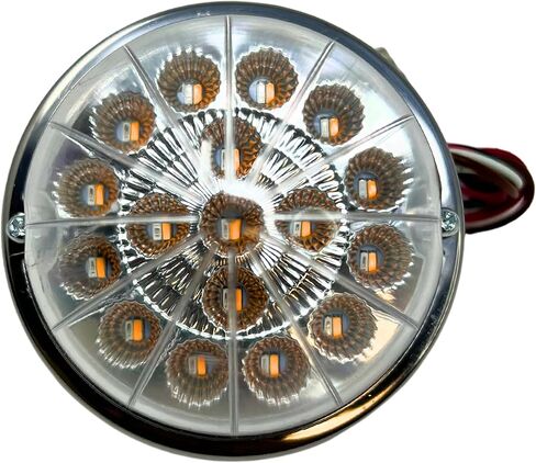 2PCS Dual Revolution White Reading Side Marker to Blue Auxiliary 17 LED Watermelon Lights Clear Lens Stainless Steel Bezel Marker Lights for Freightliner Kenworth Peterbilt Trailer Heavy Trucks IP67 in Saudi Arabia