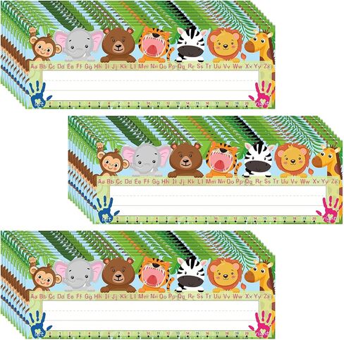 Faccito 40 Pcs Classroom Name Plate, Traditional Manuscript Flat Left or Right Alphabet Name Tags Decoration with Adhesive Dots for School Classroom Student Desks Supply(Crayon Style) in Saudi Arabia