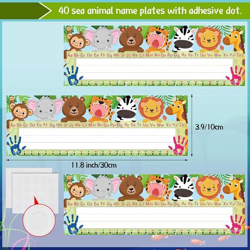 Faccito 40 Pcs Classroom Name Plate, Traditional Manuscript Flat Left or Right Alphabet Name Tags Decoration with Adhesive Dots for School Classroom Student Desks Supply(Crayon Style) in Saudi Arabia