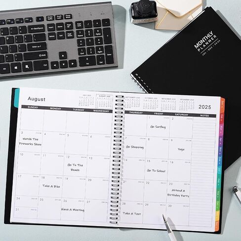 2025 Monthly Planner - Monthly Planner 2025, JAN 2025 - DEC 2025, 8.9" x 11.1" Monthly Calendar Planner 2025, Monthly Tabs, Premium Paper, Black in Saudi Arabia