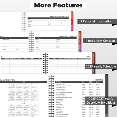 2025 Monthly Planner - Monthly Planner 2025, JAN 2025 - DEC 2025, 8.9" x 11.1" Monthly Calendar Planner 2025, Monthly Tabs, Premium Paper, Black in Saudi Arabia