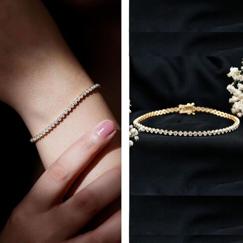 Certified Lab Grown Diamond Tennis Bracelet, Ef-Vs Quality, Bezel Set Diamond Eternity Bracelet - Ready To Gift in Saudi Arabia