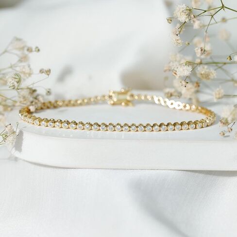 Certified Lab Grown Diamond Tennis Bracelet, Ef-Vs Quality, Bezel Set Diamond Eternity Bracelet - Ready To Gift in Saudi Arabia