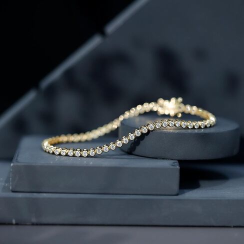 Certified Lab Grown Diamond Tennis Bracelet, Ef-Vs Quality, Bezel Set Diamond Eternity Bracelet - Ready To Gift in Saudi Arabia