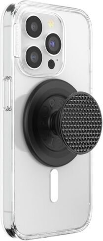 PopSockets Phone Grip Compatible with MagSafe, Phone Holder, Wireless Charging Compatible - Alum Triangle Knurled Black in Saudi Arabia