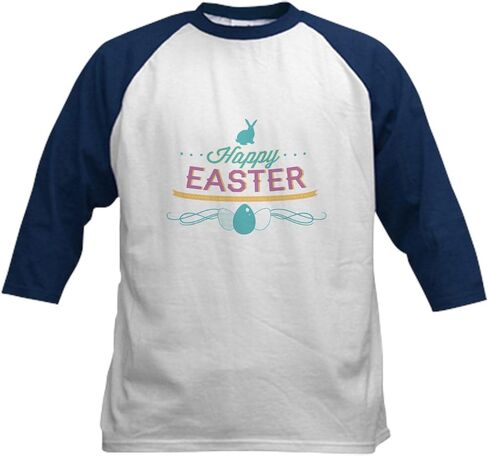 CafePress Happy Easter Kids Baseball Jersey Kids Cotton Baseball Jersey, 3/4 Raglan Sleeve Shirt in Saudi Arabia