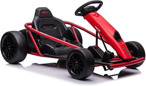 24V Go Kart for Kids 8-12 Years, 300W*2 Extra Powerful Motors, 9Ah Large Battery 8MPH High Speed Drifting with Music, Horn,Max Load 175lbs Outdoor Ride On Toy for Teens (Rose) in Saudi Arabia