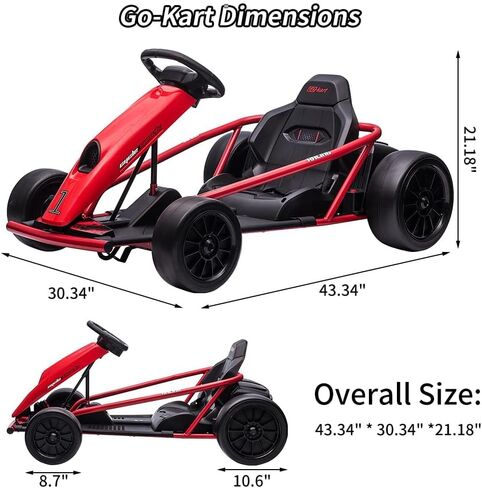 24V Go Kart for Kids 8-12 Years, 300W*2 Extra Powerful Motors, 9Ah Large Battery 8MPH High Speed Drifting with Music, Horn,Max Load 175lbs Outdoor Ride On Toy for Teens (Rose) in Saudi Arabia