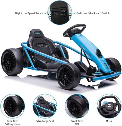 24V Go Kart for Kids 8-12 Years, 300W*2 Extra Powerful Motors, 9Ah Large Battery 8MPH High Speed Drifting with Music, Horn,Max Load 175lbs Outdoor Ride On Toy for Teens (Rose) in Saudi Arabia