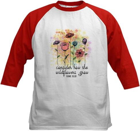 Cafepress Wildflowers Baseball Jersey Kids Cotton Baseball Jersey ، 3/4 Raglan Sleeve Shirt in Kuwait