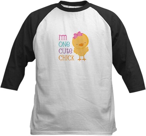 CafePress I'm One Cute Chick Baseball Jersey Kids Cotton Baseball Jersey, 3/4 Raglan Sleeve Shirt in Saudi Arabia