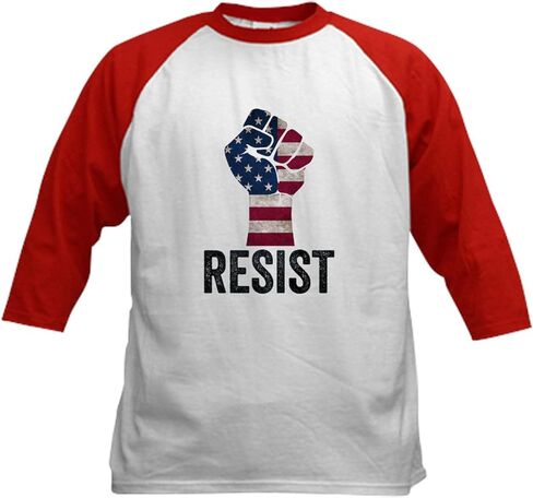 CafePress Resist Anti Trump Baseball Jersey Kids Cotton Baseball Jersey, 3/4 Raglan Sleeve Shirt in Saudi Arabia