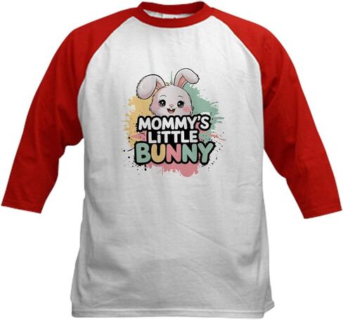 CafePress Mommy's Little Bunny Kids Baseball T Shirt Kids Cotton Baseball Jersey, 3/4 Raglan Sleeve Shirt in Saudi Arabia