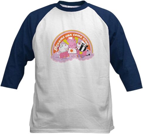 CafePress Peppa Pig Dreams and Rainbows Baseball Jersey Kids Cotton Baseball Jersey, 3/4 Raglan Sleeve Shirt in Saudi Arabia