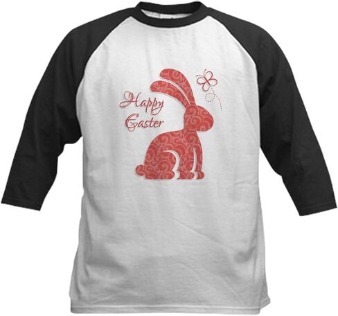CafePress Happy Easter Bunny Baseball Jersey Kids Cotton Baseball Jersey, 3/4 Raglan Sleeve Shirt in Saudi Arabia