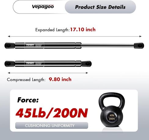 VEPAGOO C16-06874 17 بوصة 40LB/178N صدمات الغازات الدعامات للير هي نافذة قذيفة شاحنة توببر الخلفية ، باب الكابينة الالتقاط ، 2pcs (1pair) in Kuwait