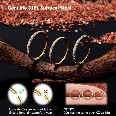 2PCS 20G 18G 16G Nose Ring Cartilage Hoop Earring Stainless Steel 4Colors Choose Hoop Earrings Hinged Segment Rings Septum Hoops Daith Conch Helix Tragus Piercing 6mm/7mm/8mm/9mm/10mm in Saudi Arabia