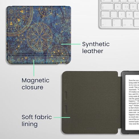 kwmobile Case Compatible with Kobo Libra Colour Case - eReader Cover - Summer Library Blue/Green/Dark Pink in Saudi Arabia