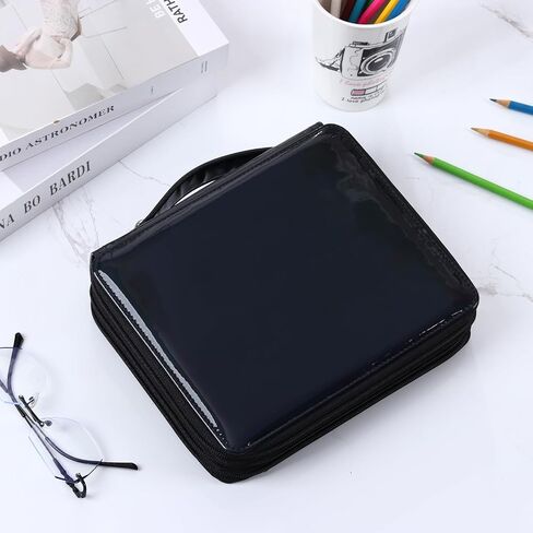 Shulaner 120 Slots Colored Pencil Case with Zipper Closure Pencils Bag Waterproof PU Leather Pen Organizer Storage Holder for Artist (Silver Glitter) in Saudi Arabia