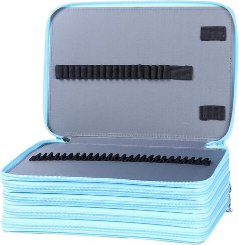 Shulaner 120 Slots Colored Pencil Case with Zipper Closure Pencils Bag Waterproof PU Leather Pen Organizer Storage Holder for Artist (Silver Glitter) in Kuwait
