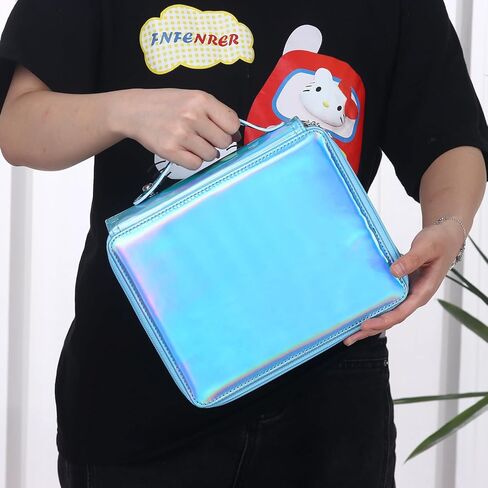 Shulaner 120 Slots Colored Pencil Case with Zipper Closure Pencils Bag Waterproof PU Leather Pen Organizer Storage Holder for Artist (Silver Glitter) in Kuwait