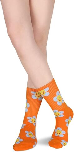 Women Ruffle Socks Funny Novelty Socks Cute Colorful Patterned Cotton Funky Socks for Girls Casual Socks Fun Frilly High Ankle Socks 5 Pairs in Saudi Arabia