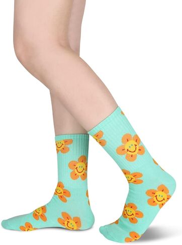 Women Ruffle Socks Funny Novelty Socks Cute Colorful Patterned Cotton Funky Socks for Girls Casual Socks Fun Frilly High Ankle Socks 5 Pairs in Saudi Arabia