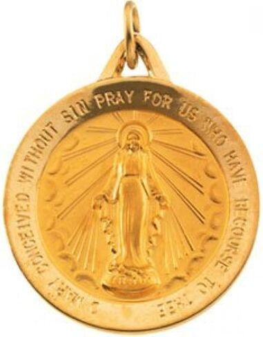 PicturesOnGold.com Miraculous Medal - 14k Yellow Gold- 1/2 Inch X 1/2 Inch in Saudi Arabia
