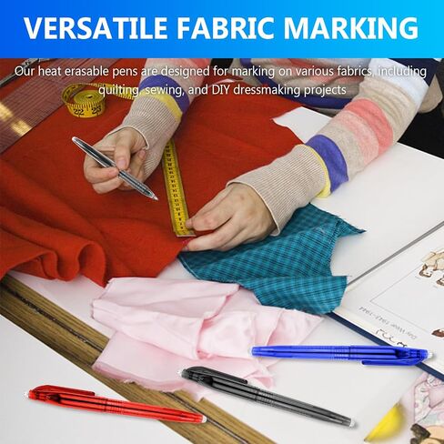 12pcs Heat Erasable Pens for Fabric Fabric Marking Pens Fabric Markers for Quilting Sewing DIY Dressmaking Fabrics Tailors Chalk (Black) in Saudi Arabia