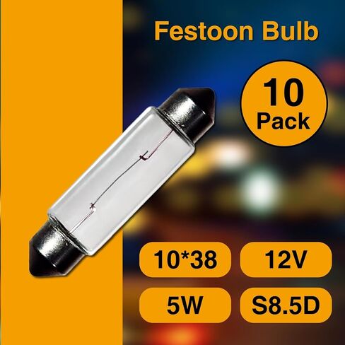 12V 5W 10 Pack Sv8.5-8 T3.25 Halogen Festoon Bulb Fits 36mm Base Sizes Direct Replacement for Car Dome Light,Trunk,Interior Bulb in Saudi Arabia
