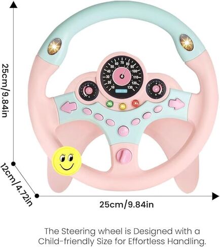 Kids Steering Wheel for Car, Driving Simulated Toy Steering Wheel for Kids with Light and Music, Electric Early Learning Educational Baby Steering Wheel Toy for Kids（Yellow） in Kuwait