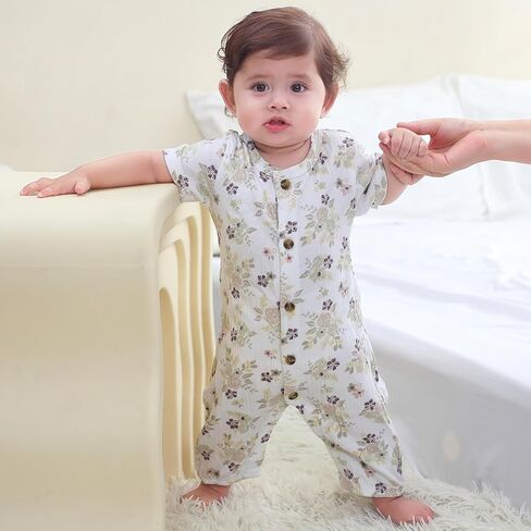Ruliby Baby Girl Romper Button Jumpsuit Summer Infant Boy Clothes for 0-24 Months in Saudi Arabia