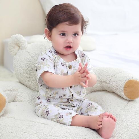 Ruliby Baby Girl Romper Button Jumpsuit Summer Infant Boy Clothes for 0-24 Months in Saudi Arabia