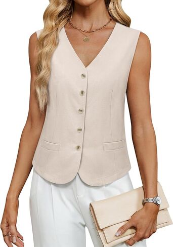 Gaharu Women's Summer Sleeveless Blazer Vest Dressy Button Down Business Casual Outfits Work Lightweight Vests Tops in Kuwait
