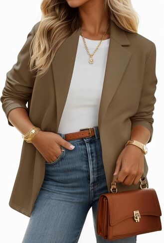 Cicy Bell Womens Casual Knit Blazer Long Sleeve Open Front Blazers Stretchy Work Office Suit Jackets with Pockets in Saudi Arabia