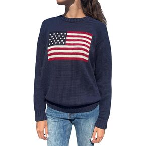 Luckinbaby American Flag Sweater for Women Striped Star Sweaters USA Sweatshirt Patriotic Knitted Loose Pullover Top in Kuwait