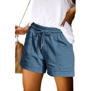 ANFTFH Womens Casual Shorts Summer Drawstring Elastic Waist Comfy Shorts with Pockets in Kuwait