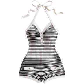 Verdusa Women's Halter Romper Summer Summer Sexy Romper Short 2025 Date Night Outfits in Kuwait