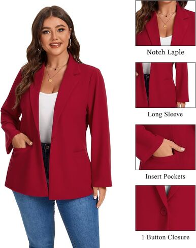 Mintlimit Women's Plus Size Blazer Long Sleeve Notch Label Flazers Blazers Button Jackets Front Mobicts (XL-5XL) in Saudi Arabia