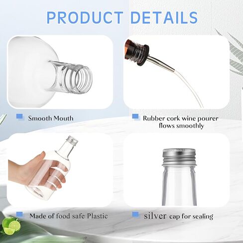 6 Sets 16 oz Plastic Long Neck Bottles with Pourer and Caps Plastic Juice Pour Bottles with Stainless Steel Bottle Pourer Tapered Spout for Liquor Juice Store Syrup Bottles Pourers in Kuwait