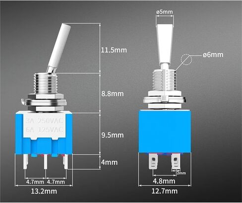 Mini Toggle Switch 3 Position 2 Position ON Off ON DPDT DPST Flat Handle for Car Truck DIY Projects Household Appliances in Saudi Arabia