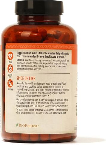 NatureWise Curcumin Turmeric 2250mg - 95% Curcuminoids & BioPerine Black Pepper Extract for Advanced Absorption - Daily Joint and Immune Health Support - Vegan, Non-GMO, 180 Count[60-Day Supply] in Kuwait