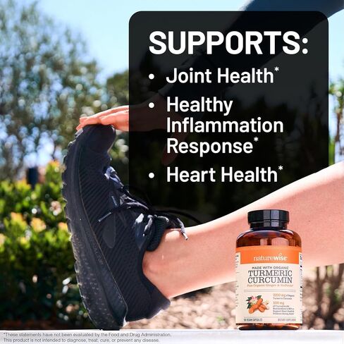NatureWise Curcumin Turmeric 2250mg - 95% Curcuminoids & BioPerine Black Pepper Extract for Advanced Absorption - Daily Joint and Immune Health Support - Vegan, Non-GMO, 180 Count[60-Day Supply] in Kuwait