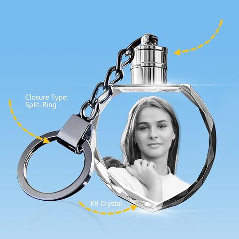 HAN'S LASER Personalized 3D Keychains with LED Light, Crystal Keychain with Your Own Photo, Great Memorial Gifts in Saudi Arabia