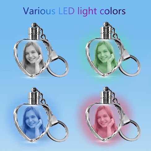 HAN'S LASER Personalized 3D Keychains with LED Light, Crystal Keychain with Your Own Photo, Great Memorial Gifts in Saudi Arabia