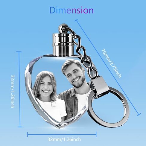 HAN'S LASER Personalized 3D Keychains with LED Light, Crystal Keychain with Your Own Photo, Great Memorial Gifts in Saudi Arabia